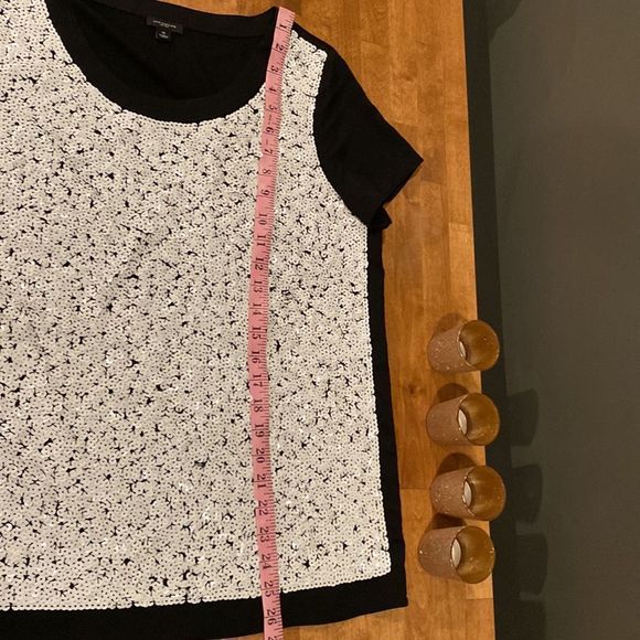 Ann Taylor Black Top covered in White Sequins - Picture 13 of 14
